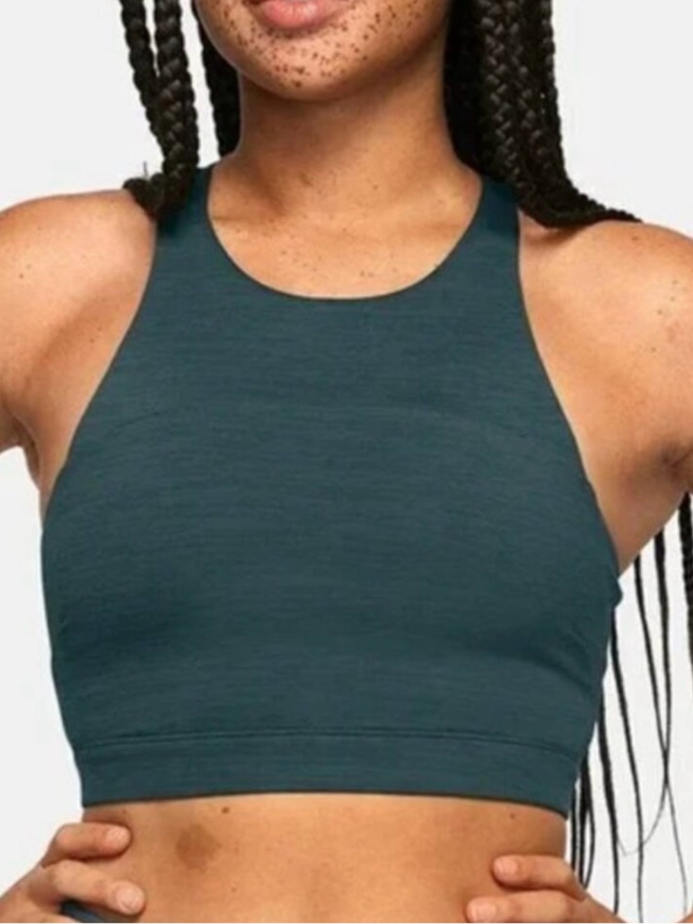 Outdoor Voices High Neck Racerback Sports Bra — Forest Green